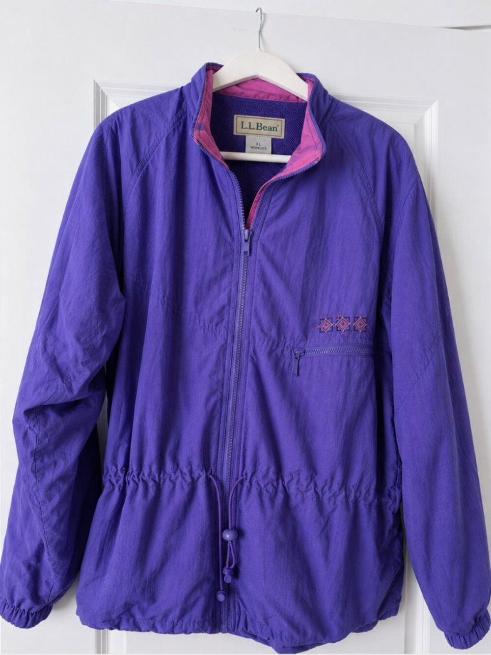 Vintage 90s L.L.Bean Purple Southwestern Windbreaker Jacket XL Embroidered